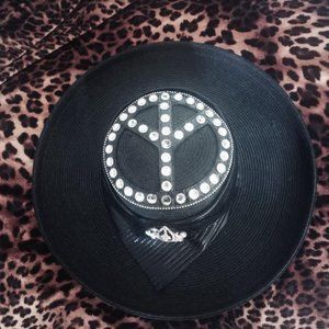 Gorgeous Vintage Hat with Peace Bling Sign on Top
